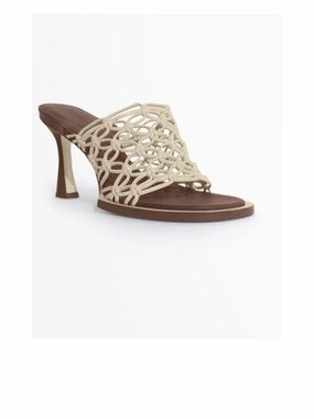 Jonathan Simkhai Beige Macramé Mule Sandal with Brown Sole